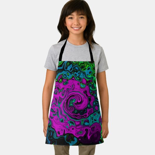 Bold Magenta Abstrakt Groovy Liquid Art Swirl Schürze (Insitu)