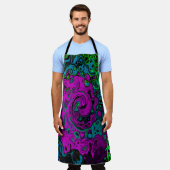 Bold Magenta Abstrakt Groovy Liquid Art Swirl Schürze (Getragen)