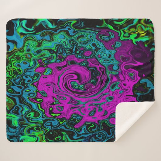 Bold Magenta Abstrakt Groovy Liquid Art Swirl Sherpadecke (Vorderseite (Horizontal))