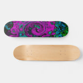 Bold Magenta Abstrakt Groovy Liquid Art Swirl Skateboard (Horizontal)