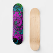 Bold Magenta Abstrakt Groovy Liquid Art Swirl Skateboard (Vorderseite)