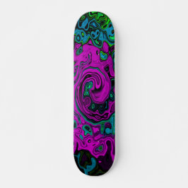 Bold Magenta Abstrakt Groovy Liquid Art Swirl Skateboard