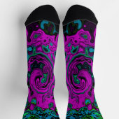 Bold Magenta Abstrakt Groovy Liquid Art Swirl Socken (Oben)