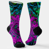 Bold Magenta Abstrakt Groovy Liquid Art Swirl Socken (Gewinkelt)