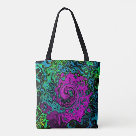 Bold Magenta Abstrakt Groovy Liquid Art Swirl Tasche (Rückseite)
