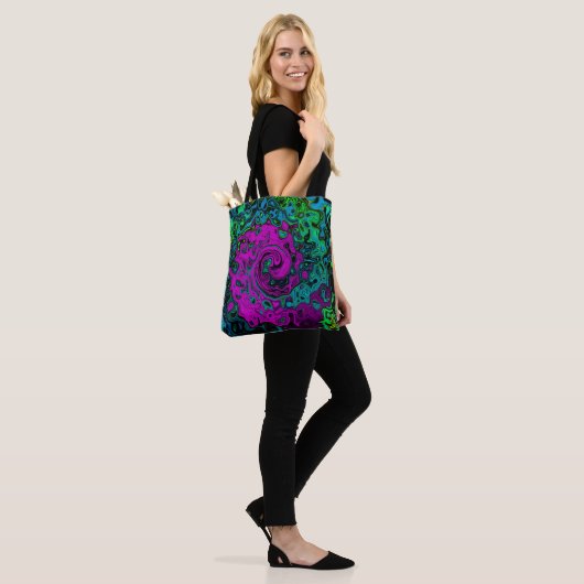 Bold Magenta Abstrakt Groovy Liquid Art Swirl Tasche (Am Model)