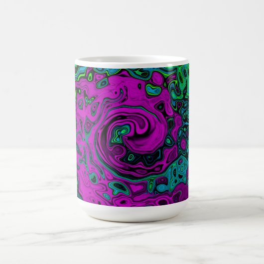 Bold Magenta Abstrakt Groovy Liquid Art Swirl Verwandlungstasse (Zentrum)