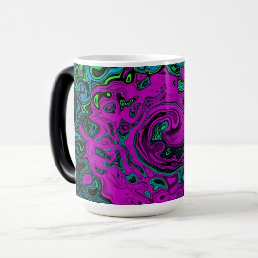 Bold Magenta Abstrakt Groovy Liquid Art Swirl Verwandlungstasse (Vorderseite Links)