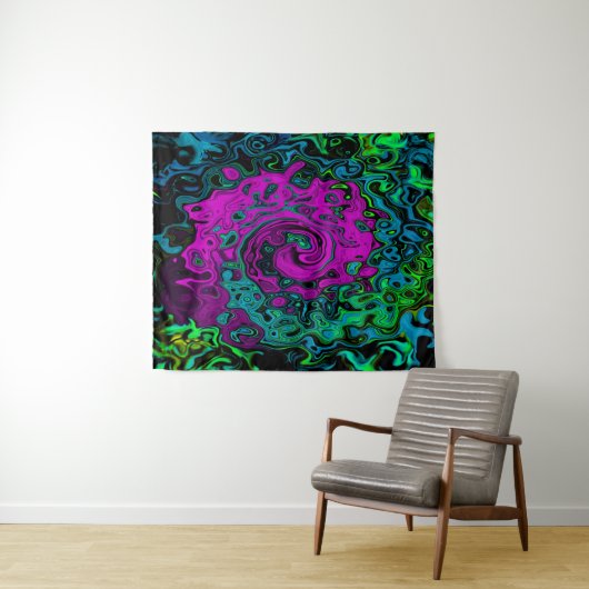 Bold Magenta Abstrakt Groovy Liquid Art Swirl Wandteppich (Beispiel (Horizontal))
