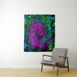 Bold Magenta Abstrakt Groovy Liquid Art Swirl Wandteppich
