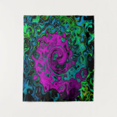 Bold Magenta Abstrakt Groovy Liquid Art Swirl Wandteppich (Vorderseite)