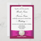 Bold Magenta Pearl Ribbon Wedding & Empfang Einladung (Vorderseite)
