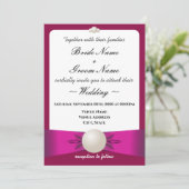 Bold Magenta Pearl Ribbon Wedding & Empfang Einladung (Stehend Vorderseite)