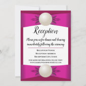 Bold Magenta Pearl Ribbon Wedding & Empfang Einladung (Rückseite)