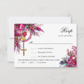 Bold Magenta Rosary Katholic Wedding Response Card RSVP Karte (Vorderseite)