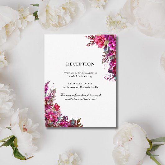 Bold Magenta Spring Wedding Empfang Begleitkarte