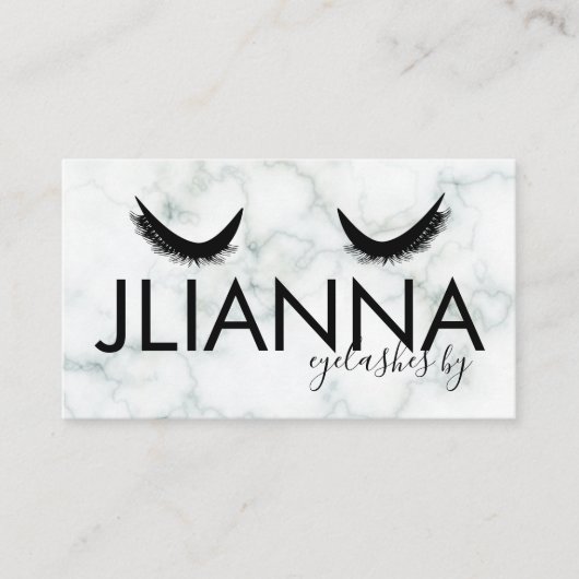 Bold Marble Eyelashes Salon Schwarz-weiß Visitenkarte (Vorderseite)