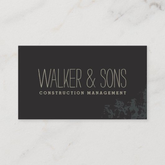 BOLD MASCULINE schlichte, rustikale schwarze Grung Visitenkarte (Vorderseite)