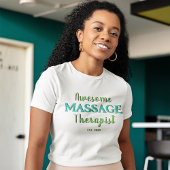 Bold Massage Therapeut Aquamarin Green Text T-Shirt