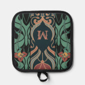 Bold Maximalist Art Nouveau Monogram Topflappen (Vorderseite)