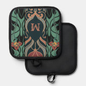 Bold Maximalist Art Nouveau Monogram Topflappen (Vorderseite/Rückseite)