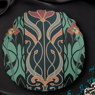 Bold Maximalist Art Nouveau Rundes Kissen
