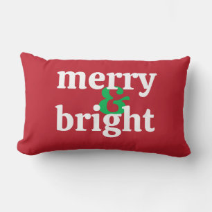 Bold "Merry & Bright" Weihnachten Lumbar Pillow Lendenkissen
