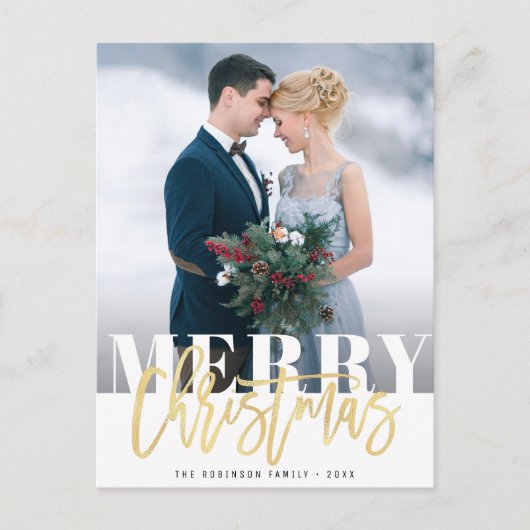 BOLD Merry Christmas Script Holiday Postkarte (Vorderseite)