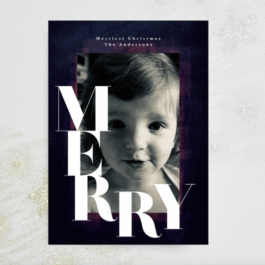 Bold MERRY Frame Christmas Foto Feiertagskarte