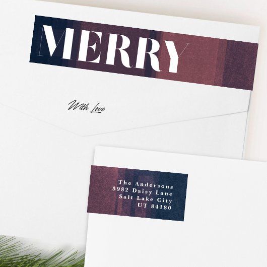 Bold Merry Navy Chalk Holiday Rücksendetikett