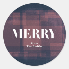 Bold Merry Navy Chalk Weihnachtssticker Runder Aufkleber