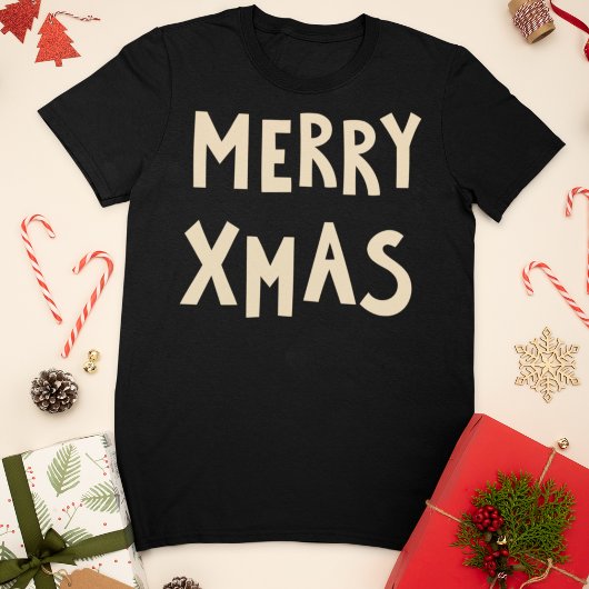 Bold Merry Xmas Typografy T-Shirt