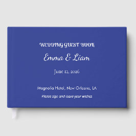 Bold Minimal Wedding Einladung in Deep Blue Gästebuch