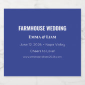 Bold Minimal Wedding Invite in Deep Blue Alkoholflaschenetikett (Einzelnes Label)