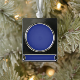 Bold Minimal Wedding Invite in Deep Blue Banner-Ornament Silber