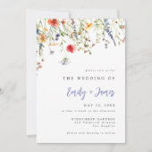 Bold Minimal Wildflower Wedding Invitation Einladung (Vorderseite)