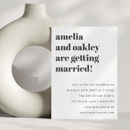 Bold Minimalist Black White Retro Simple Wedding Einladung