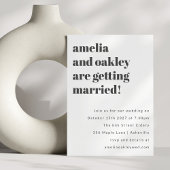 Bold Minimalist Black White Retro Simple Wedding Einladung
