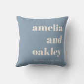 Bold Minimalist Dusty Blue Retro Custom Wedding Kissen (Rückseite)