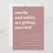 Bold Minimalist Dusty Rose Retro Simple Wedding Einladung (Vorderseite)