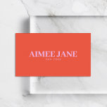 Bold Minimalist Luxury Boutique Orange/Pink Visitenkarte<br><div class="desc">A bold type treatment for your name or business name is elegantly displayed on this pink and red/orange business card. Perfect branding for boutiques,  salons,  spas,  stylists,  fashion designers,  online shops and more. Fully customizable. Design by 1201AM Design Studio | www.1201am.com</div>