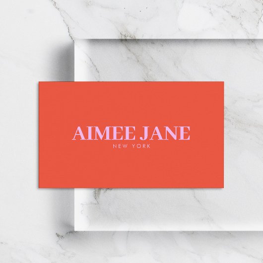 Bold Minimalist Luxury Boutique Orange/Pink Visitenkarte