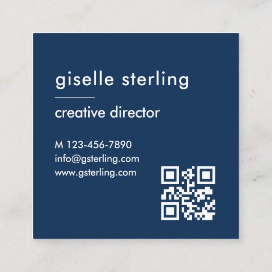 Bold Minimalist Modern Blue Turquoise Quadratische Visitenkarte (Rückseite)