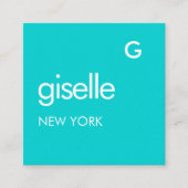 Bold Minimalist Modern Blue Turquoise Quadratische Visitenkarte (Vorderseite)