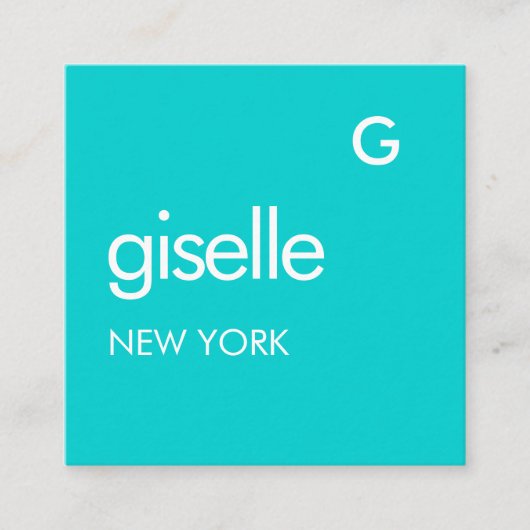Bold Minimalist Modern Blue Turquoise Quadratische Visitenkarte (Vorderseite)