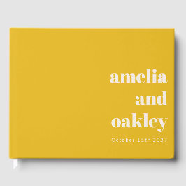 Bold Minimalist Modern Yellow Retro Custom Wedding Gästebuch
