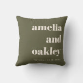 Bold Minimalist Olive Green Retro Custom Wedding Kissen (Rückseite)