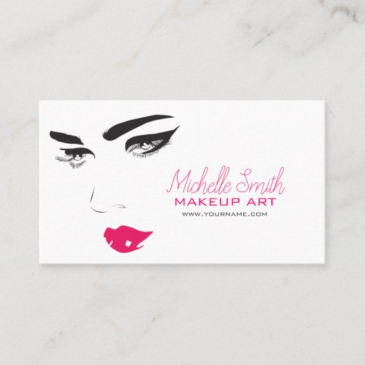 Bold Minimalist Pink Black Modern Makeup Artist QR Visitenkarte (Vorderseite)