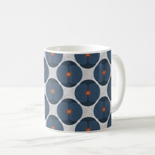 Bold Minimalist Poppy Textured Floral Blue Kaffeetasse (VorderseiteRechts)