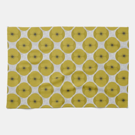Bold Minimalist Poppy Textured Floral Yellow Geschirrtuch (Horizontal)